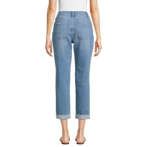 TIME AND TRU Mid Rise Cropped Boyfriend Distressed Denim Jeans Rolled Cuff Sz 6 - Picture 4 of 6